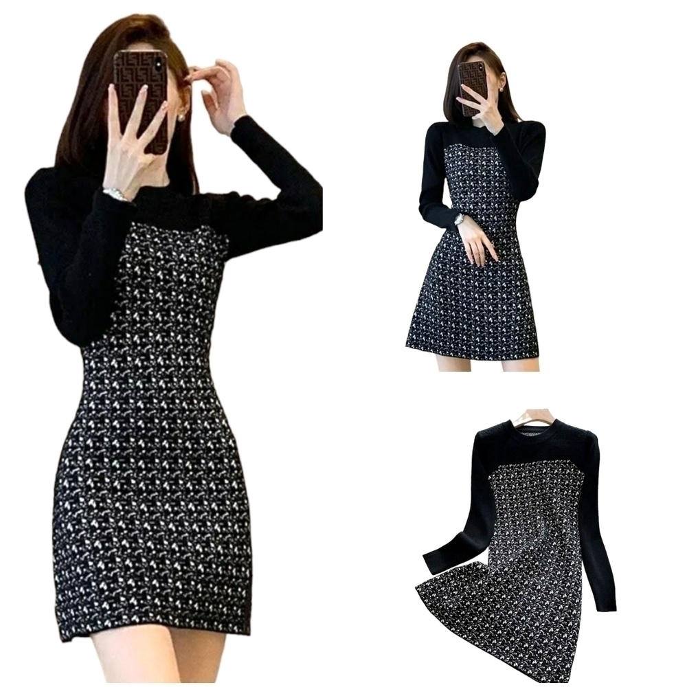 Sandro Moscoloni Women's knit Dress, Color Black and White, Size 2